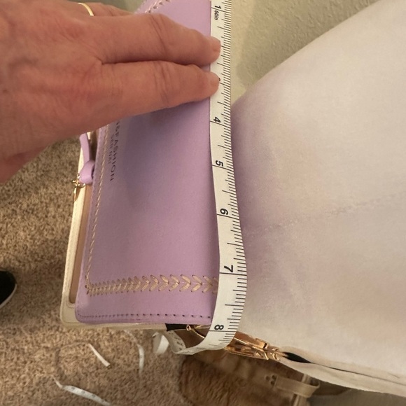 SN & Fashion Women's Lavender and Tan Crossbody Bag 8”W x 6”L Perfect condition - Picture 3 of 12